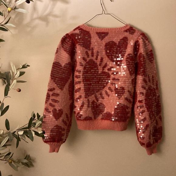 Farm Rio Heart Sequin Crewneck Sweater - Picture 2 of 7